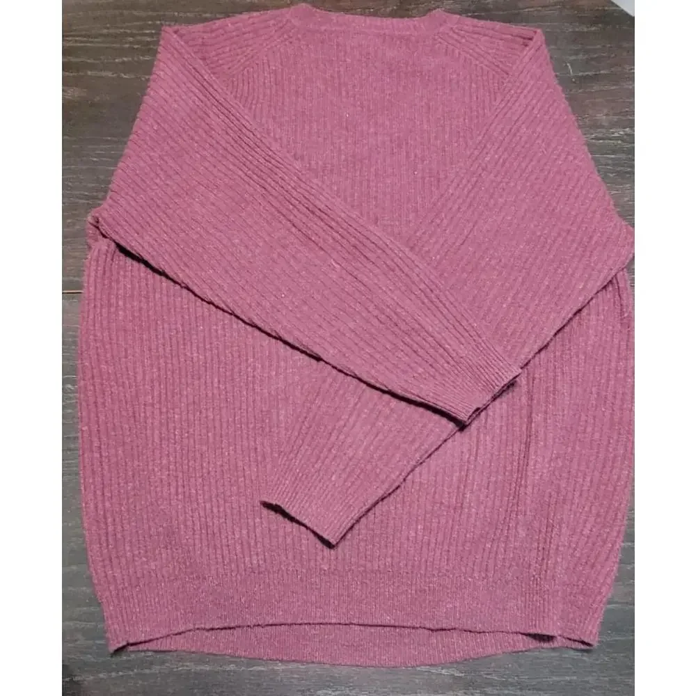 LL Bean Sz XL Tall Burgundy 100% Lambs Wool V Neck Mens